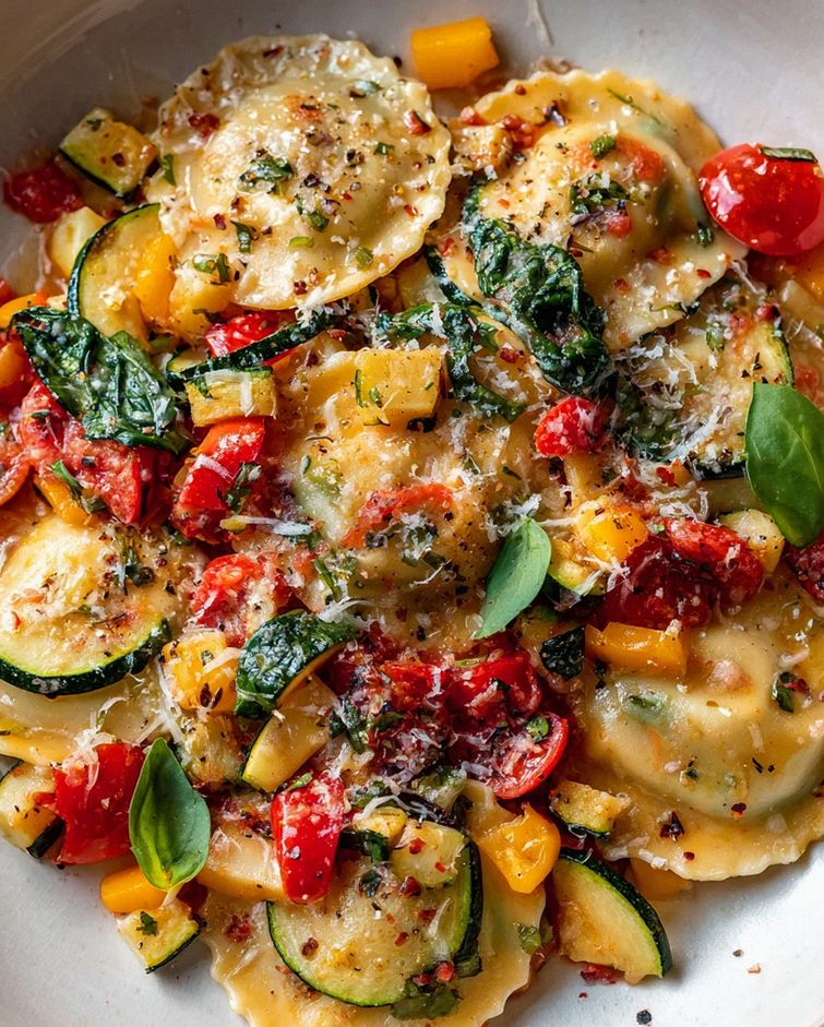 Bunte Ravioli Gemüsepfanne: Schnell, lecker & farbenfroh!