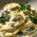 Cremige Toskanische Ravioli Alfredo mit Parmesan Rezept