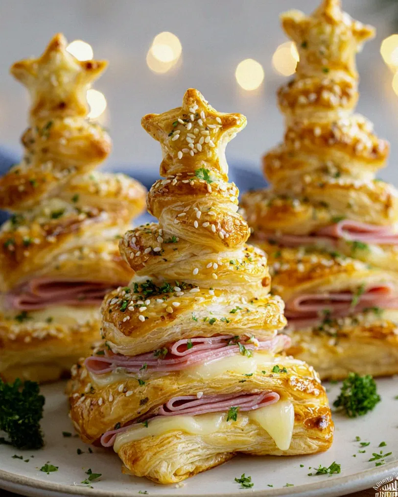Delicious Beef turkey ham Cheese Puff Pastry Christmas Trees Recipe
