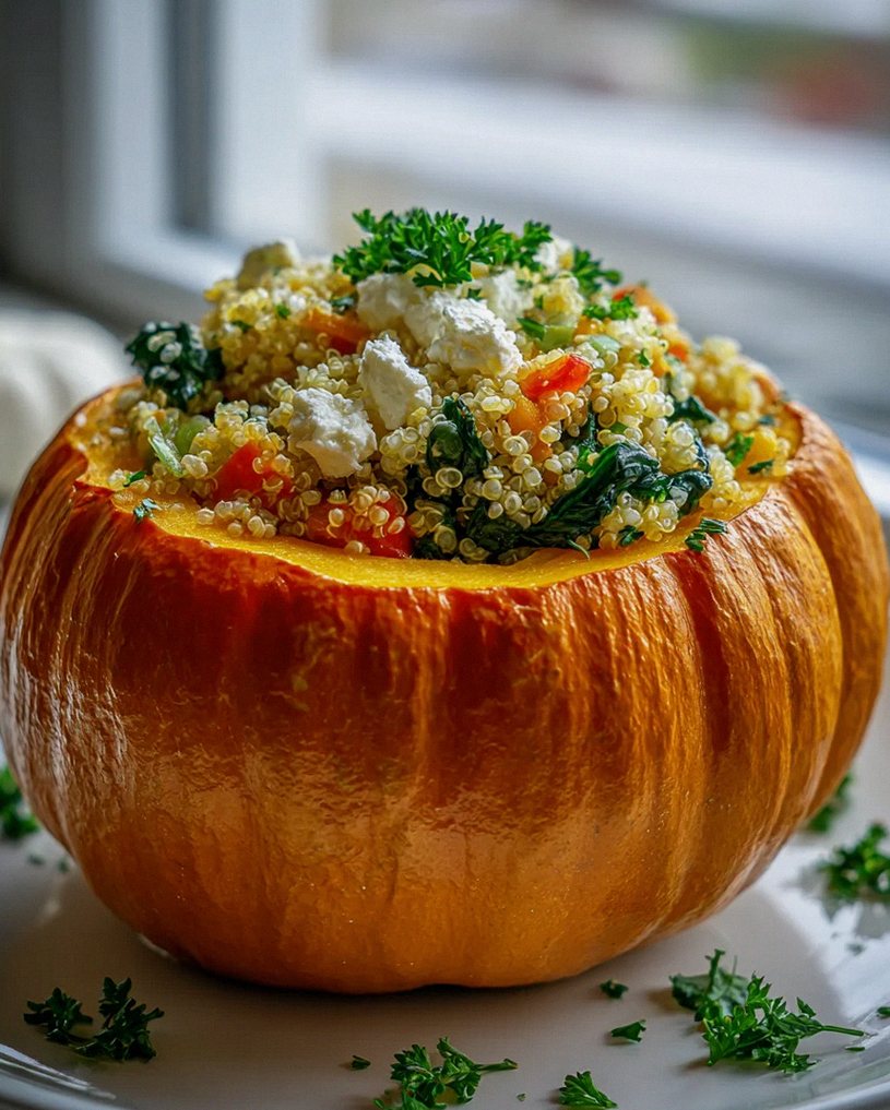 Gefüllter Hokkaido Kürbis mit Feta & Quinoa – Herbstgenuss! – Schritt 1