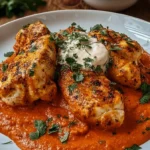 Hähnchenfilets mit einer Ajvar-Schmandsauce