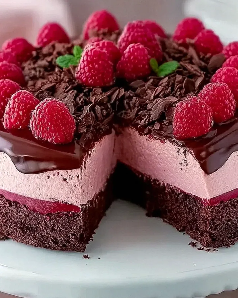 Himbeer Schoko Brownie Torte
