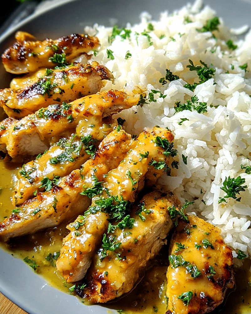 Honig Senf Hähnchen mit Reis