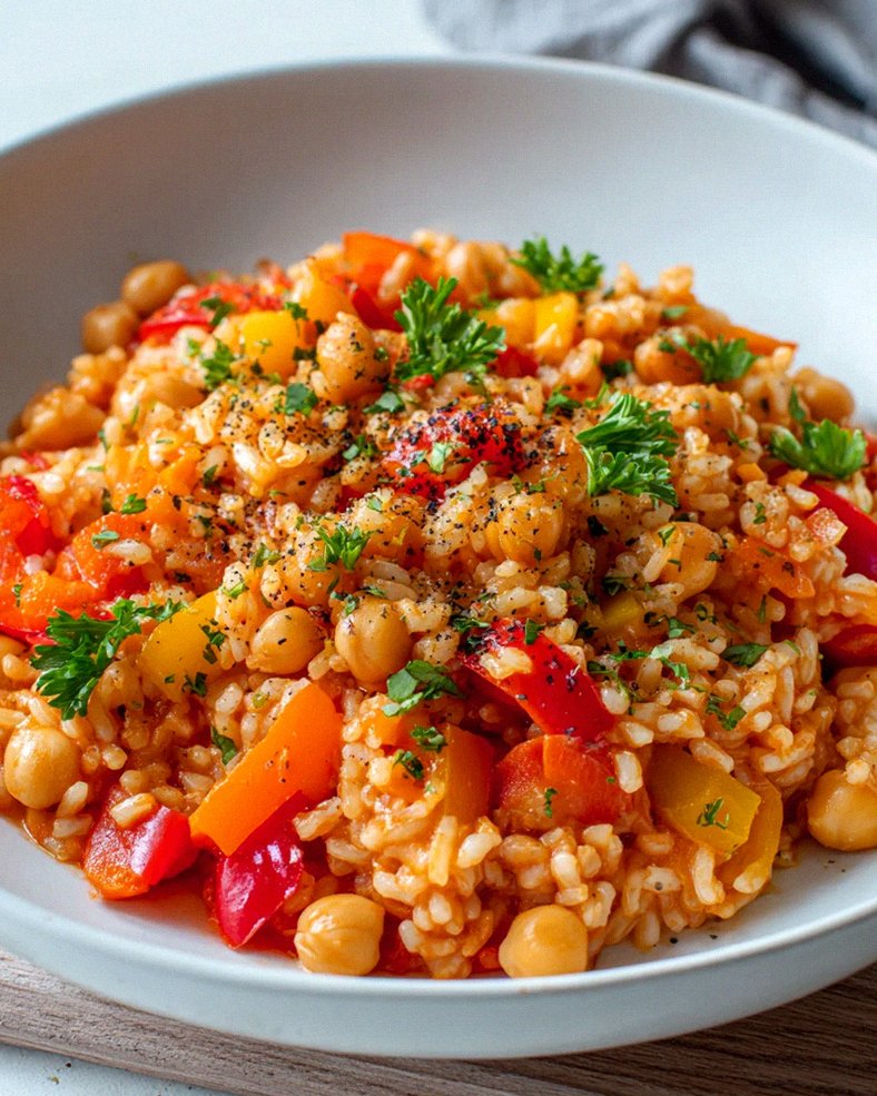 Leckere vegane Paprika Reis Pfanne mit Kichererbsen – Schritt 1