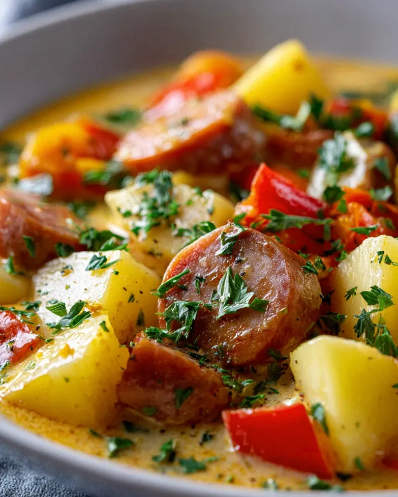 Leckeres Kartoffelgulasch mit Geflügelwürstchen Rezept – Schritt 2