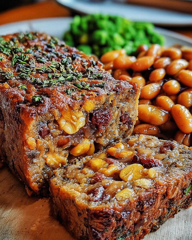 Veganer Braten mit Bohnen