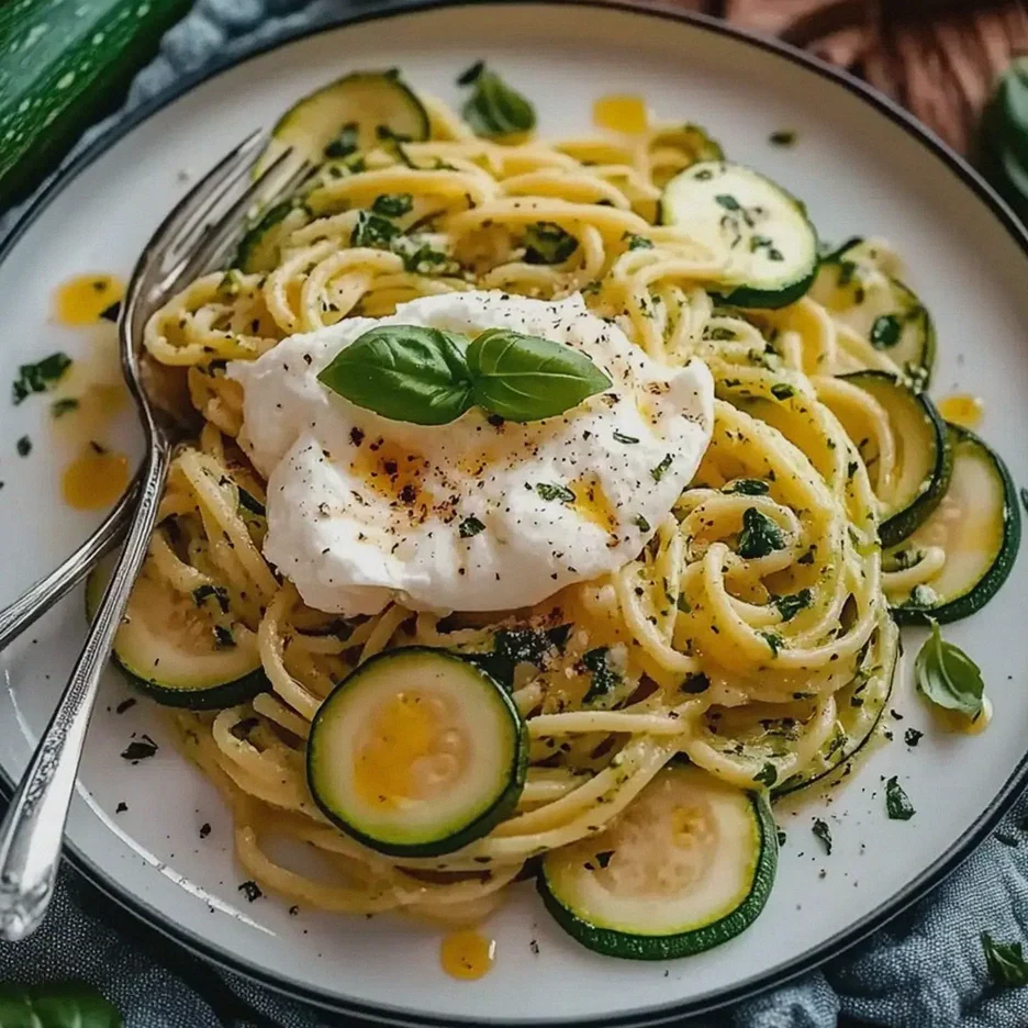 Zucchini Pasta mit Burrata
